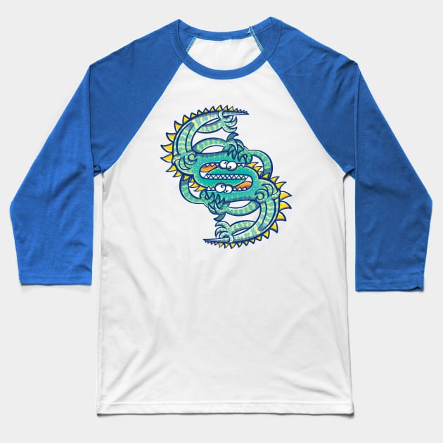 Two brave monstrous lizards facing off in a dangerous combat Baseball T-Shirt by zooco